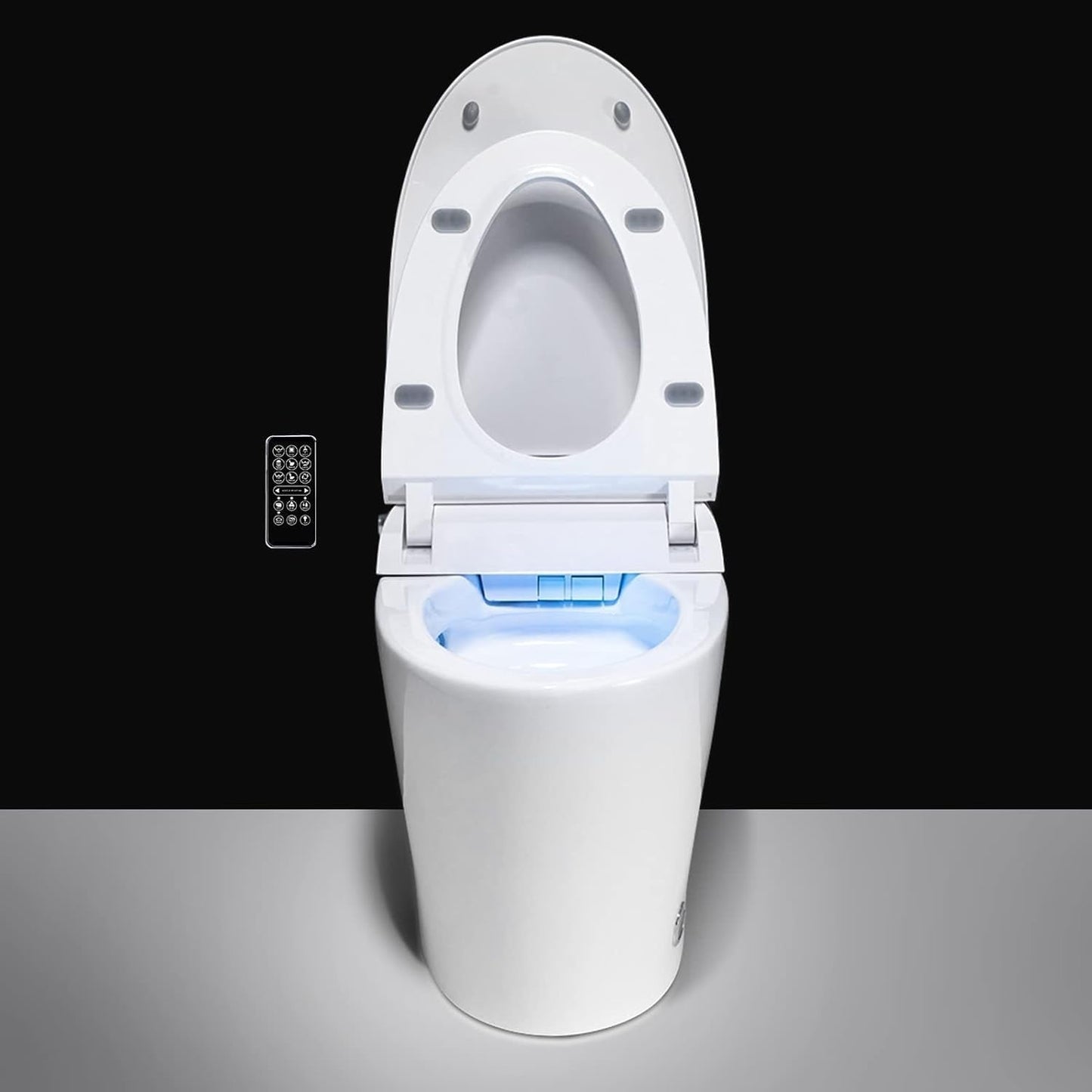 Toilettes intelligentes, Bidet à une pièce pour salles de bain, Toilettes modernes allongées avec eau chaude, Double chasse d'eau automatique, Fonctionnement par capteur de pied