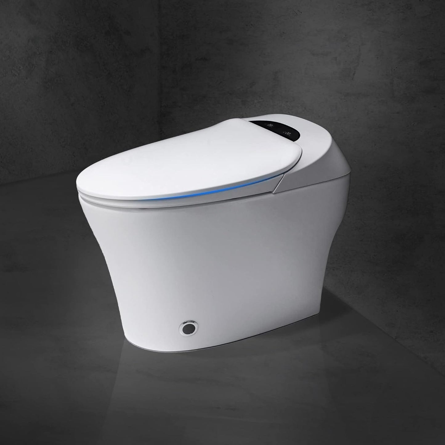 Toilettes intelligentes, Bidet à une pièce pour salles de bain, Toilettes modernes allongées avec eau chaude, Double chasse d'eau automatique, Fonctionnement par capteur de pied