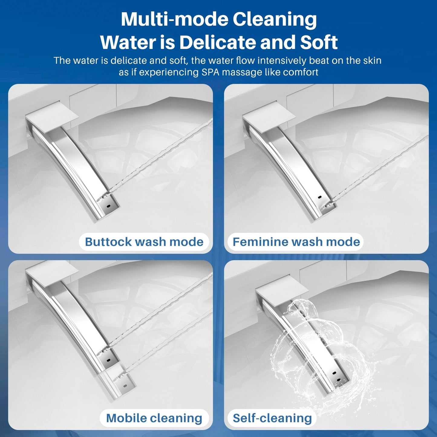 Toilettes intelligentes, Bidet à une pièce pour salles de bain, Toilettes modernes allongées avec eau chaude, Double chasse d'eau automatique, Fonctionnement par capteur de pied