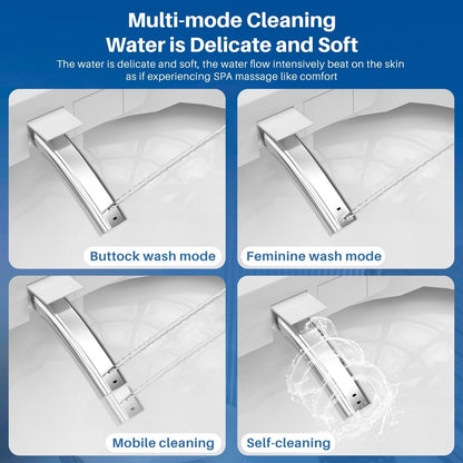 Toilettes intelligentes, Bidet à une pièce pour salles de bain, Toilettes modernes allongées avec eau chaude, Double chasse d'eau automatique, Fonctionnement par capteur de pied