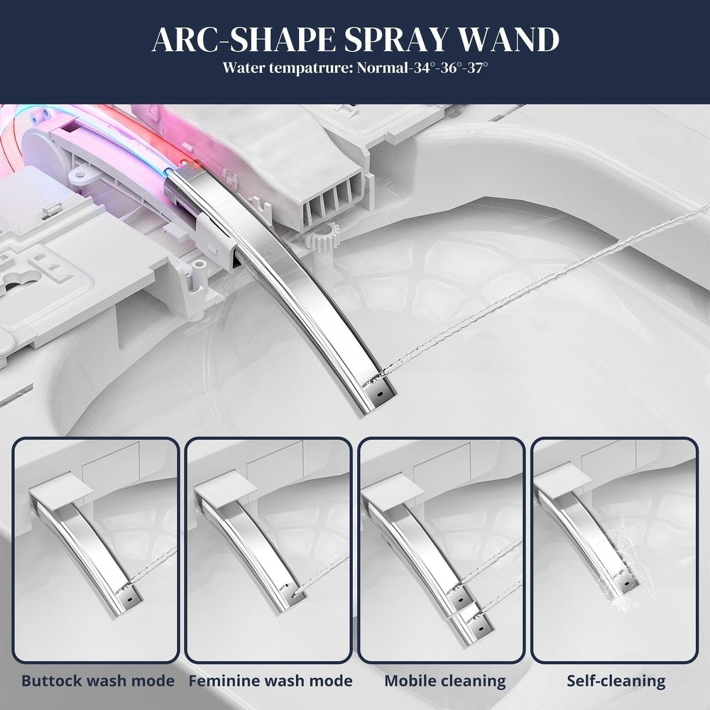 Toilettes intelligentes, Bidet à une pièce pour salles de bain, Toilettes modernes allongées avec eau chaude, Double chasse d'eau automatique, Fonctionnement par capteur de pied