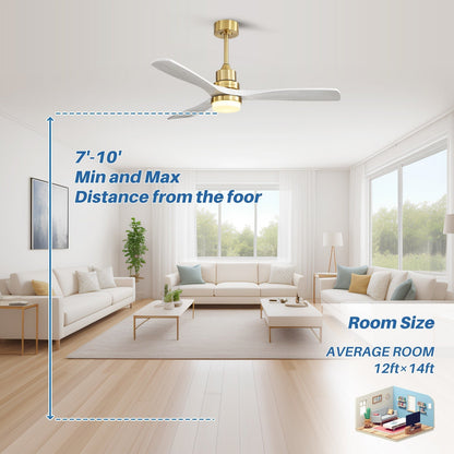 Ventilateur de plafond intérieur en bois Sofucor 52 avec télécommande, éclairage intégré en option.