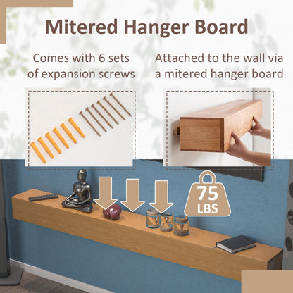 Étagère murale flottante pour cheminée en pin massif