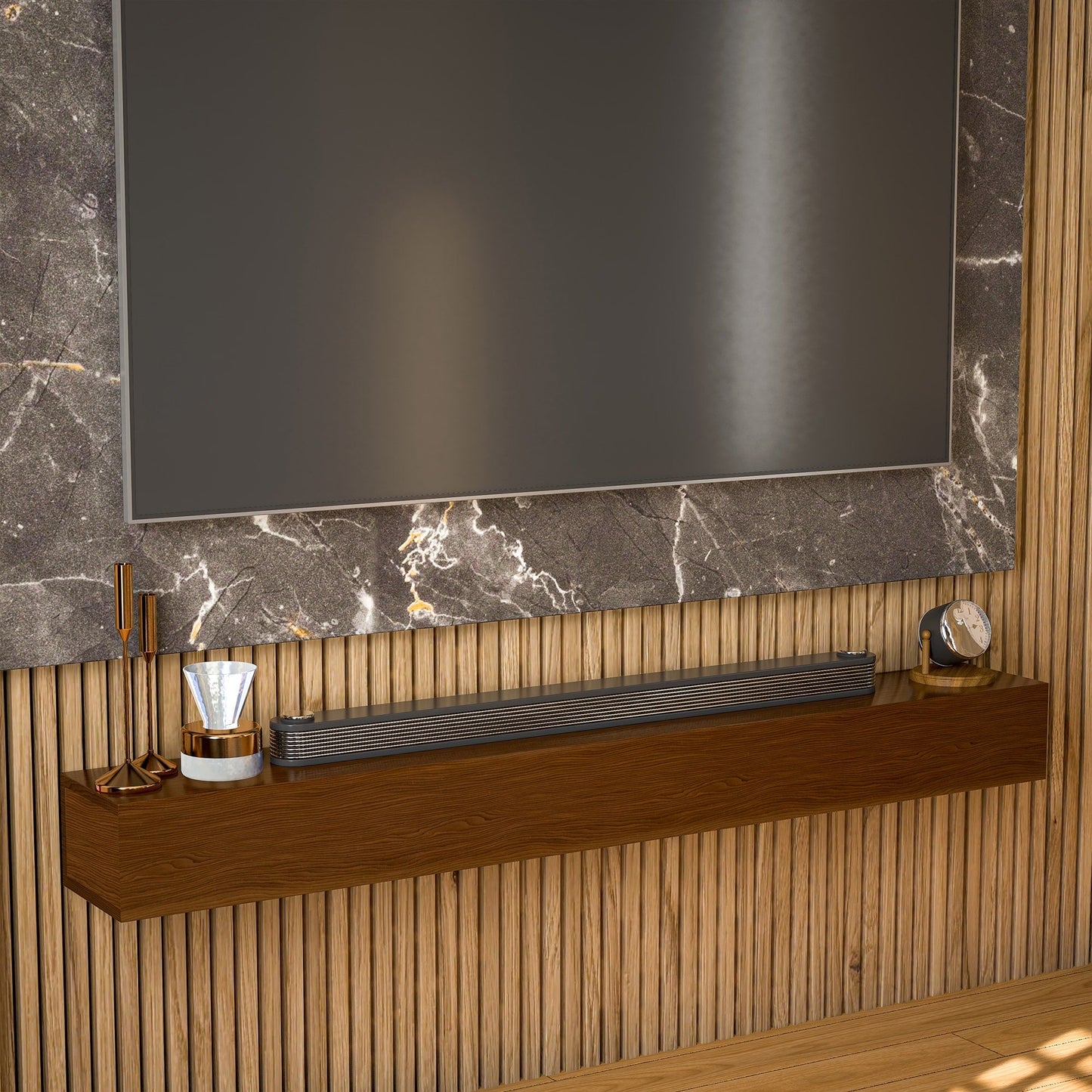 Étagère murale flottante pour cheminée en pin massif