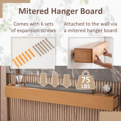 Étagère murale flottante pour cheminée en pin massif