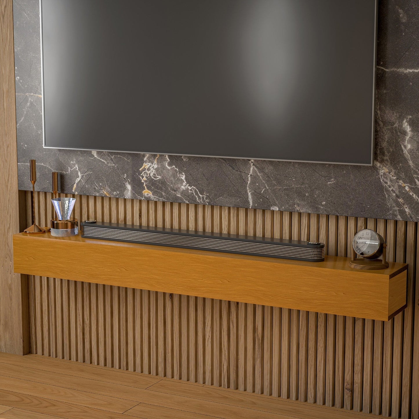 Étagère murale flottante pour cheminée en pin massif