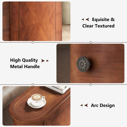 Table d'appoint en bois massif, table de chevet étroite à deux tiroirs, modèle Slim