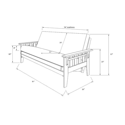 Ensemble futon Tucson de Somette, taille double, en noyer rustique, avec matelas.