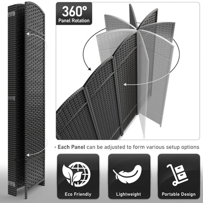 Sorbus Écran de séparation de pièce à 6 panneaux, grand écran de confidentialité, extra large, à double charnière, en maille tissée à la main, pliable - 6 pieds