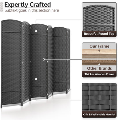 Sorbus Écran de séparation de pièce à 6 panneaux, grand écran de confidentialité, extra large, à double charnière, en maille tissée à la main, pliable - 6 pieds