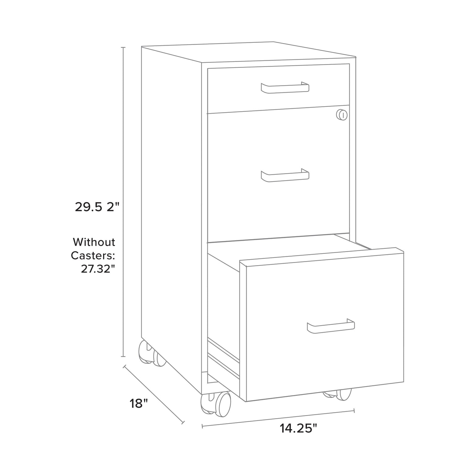 Armoire à dossiers métallique à 3 tiroirs, profondeur de 18 pouces, de Space Solutions