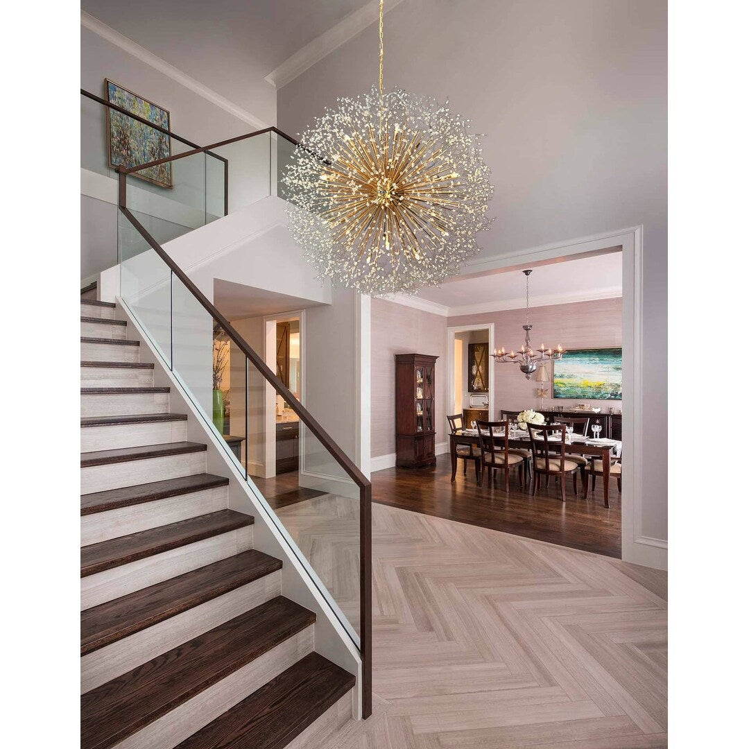 Luminaire suspendu en forme d'étoile de 47 pouces de large avec cristaux