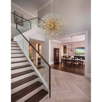 Luminaire suspendu en forme d'étoile de 47 pouces de large avec cristaux