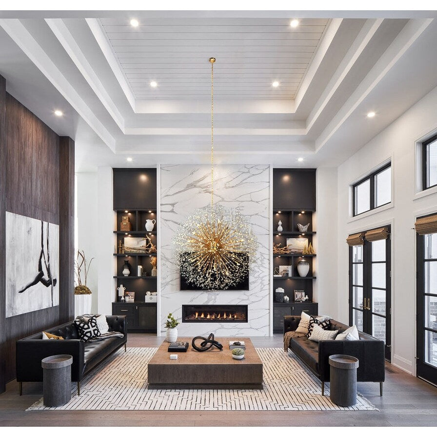 Luminaire suspendu en forme d'étoile de 47 pouces de large avec cristaux