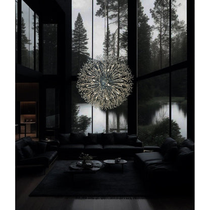 Luminaire suspendu en forme d'étoile de 47 pouces de large avec cristaux