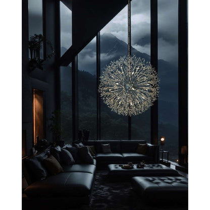 Luminaire suspendu en forme d'étoile de 47 pouces de large avec cristaux