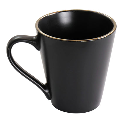 Service de table en grès 16 pièces noir avec bord doré