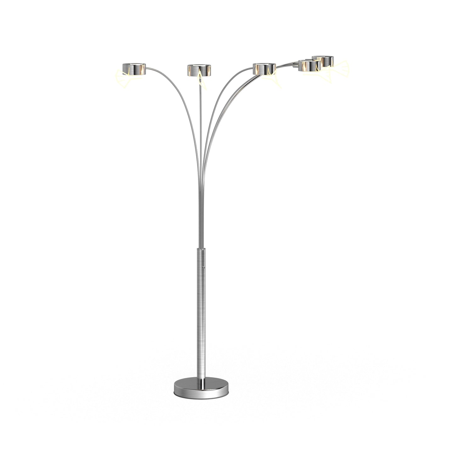 Lampe de sol à 5 lumières, modèle Charlie, en acier brossé, avec arche, de Strick &amp; Bolton