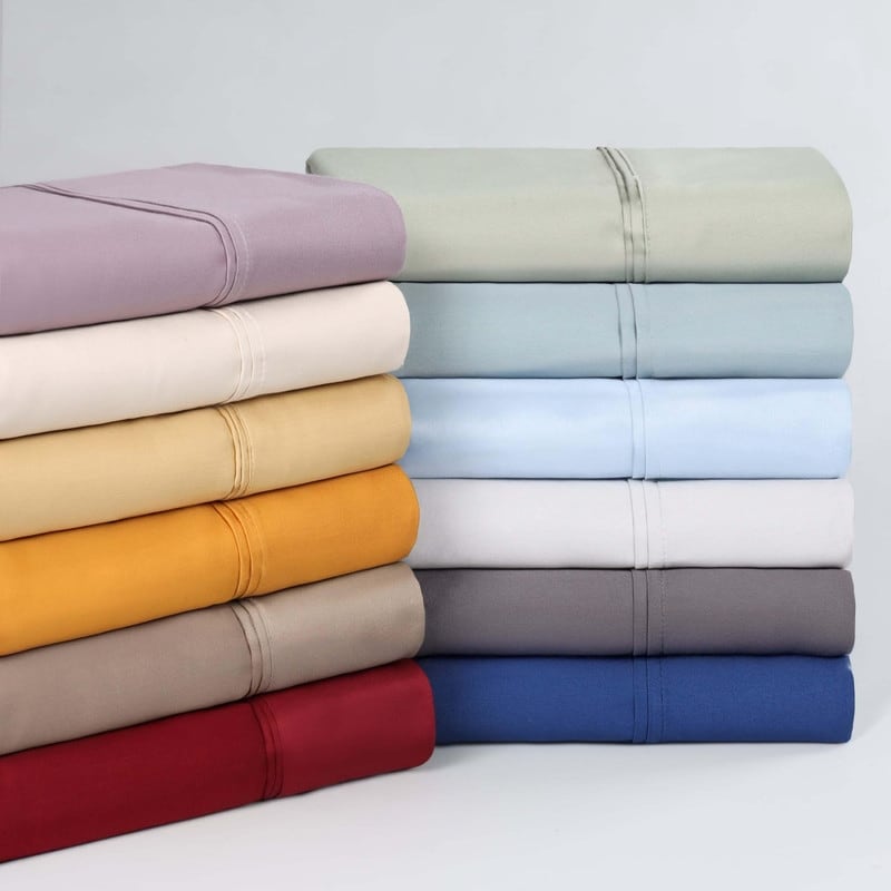 Jeu de draps uni en coton égyptien supérieur, 1200 fils, respectueux de l'environnement.