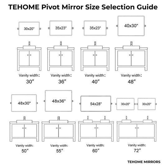 TEHOME Lutalo miroir de salle de bain/coiffeuse horizontal biseauté
