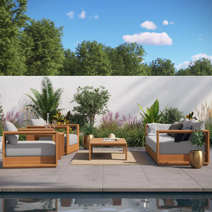 Ensemble de meubles de jardin en acacia Tahoe pour terrasse, 5 pièces