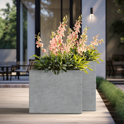 Grandes jardinières rectangulaires en béton / Grandes jardinières pour fleurs, pour intérieur et extérieur