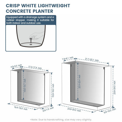 Grandes jardinières rectangulaires en béton / Grandes jardinières pour fleurs, pour intérieur et extérieur