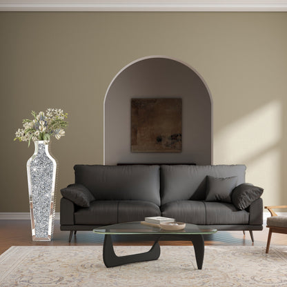 Grand vase de sol en verre concassé et décoré de diamants