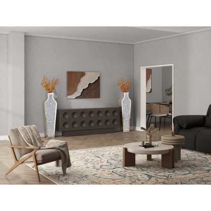 Grand vase de sol en verre concassé et décoré de diamants