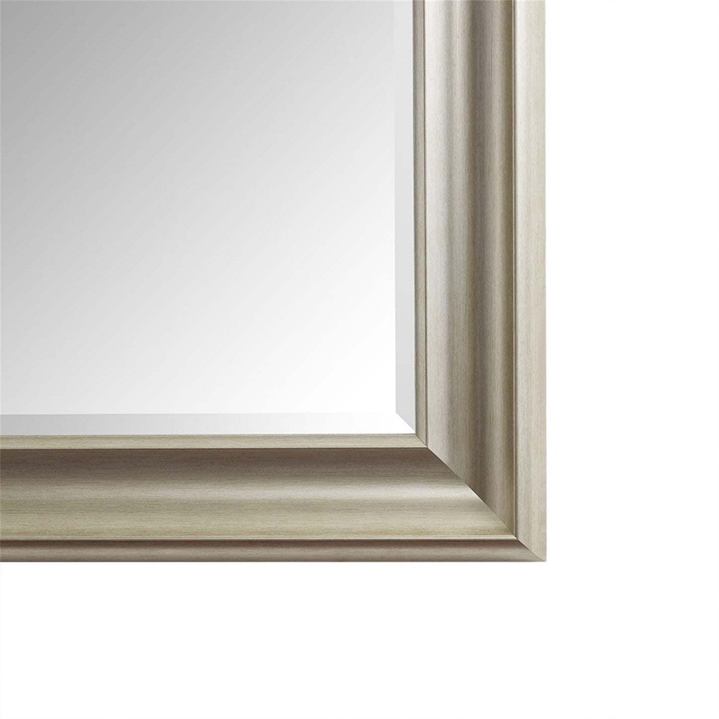 Grand miroir, miroir pleine taille, miroir rectangulaire mural suspendu, avec cadre en faux bois lisse.