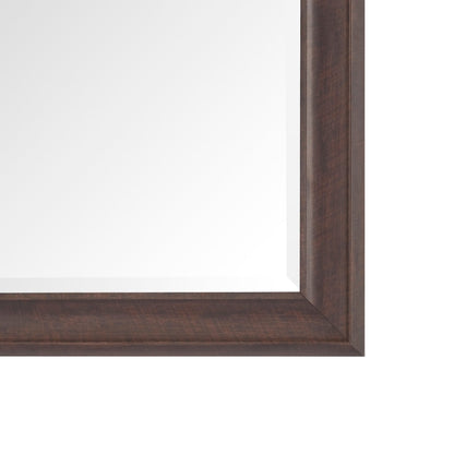 Grand miroir, miroir pleine taille, miroir rectangulaire mural suspendu, avec cadre en faux bois lisse.