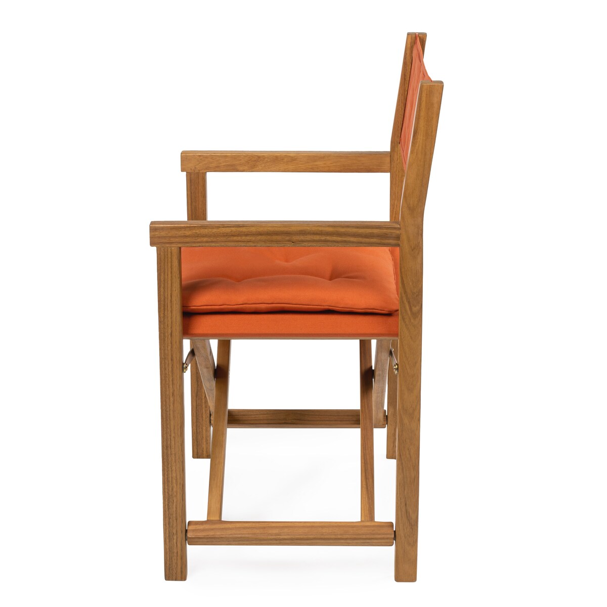 Chaise de réalisateur pliable en bois d'acacia pour extérieur, dossier en losanges matelassés, style milieu de siècle, avec coussin, modèle Theo Classic, par JONATHAN Y (lot de 2)