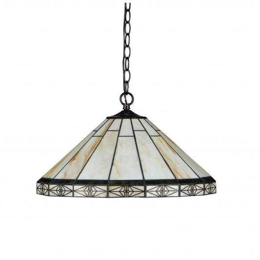 Suspension en bronze à 2 lumières de style Mission Tiffany