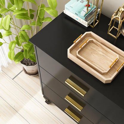 Commode double Timechee à 6 tiroirs, 120 cm de large, pieds en bois massif, laquée.