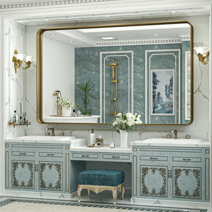 TokeShimi Miroir mural de salle de bain avec cadre métallique moderne