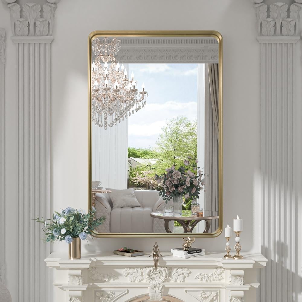 TokeShimi Miroir mural de salle de bain avec cadre métallique moderne