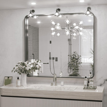 TokeShimi Miroir mural de salle de bain avec cadre métallique moderne