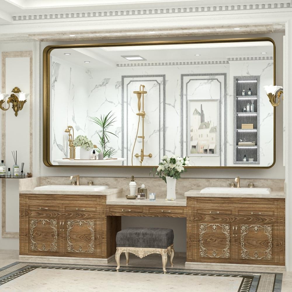 TokeShimi Miroir mural de salle de bain avec cadre métallique moderne