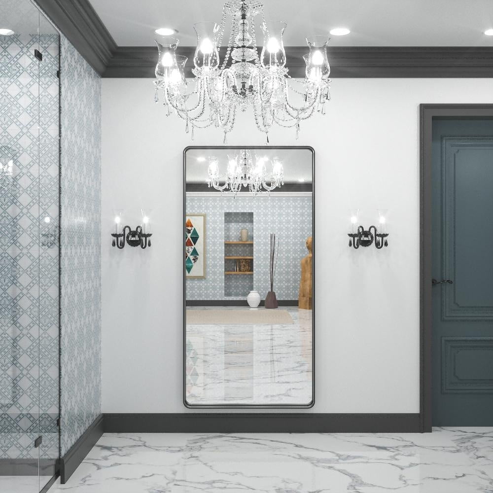 TokeShimi Miroir mural de salle de bain avec cadre métallique moderne