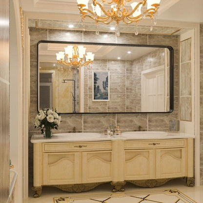 TokeShimi Miroir mural de salle de bain avec cadre métallique moderne