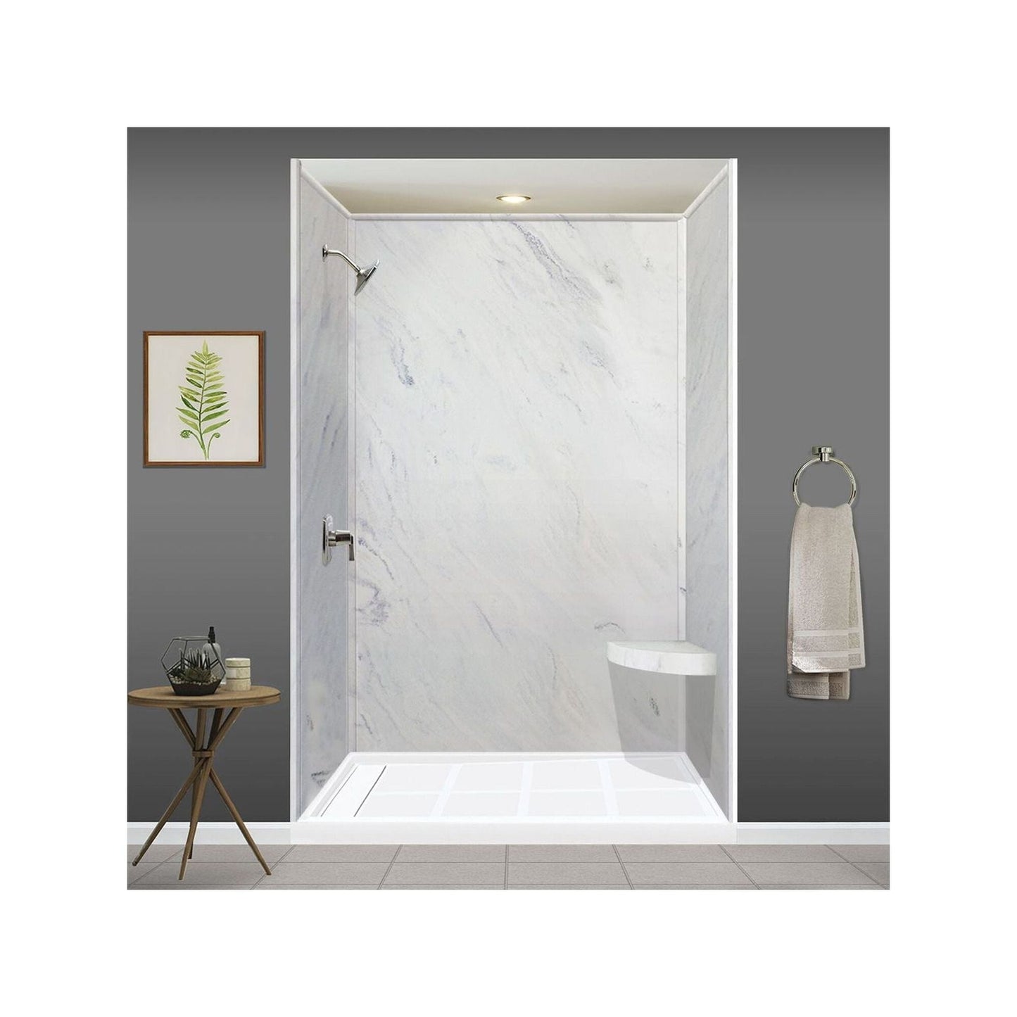 Transolid Studio, siège de douche d'angle mural en surface solide, 35,5 x 35,5 cm - 36,8 x 36,2 x 7,6 cm