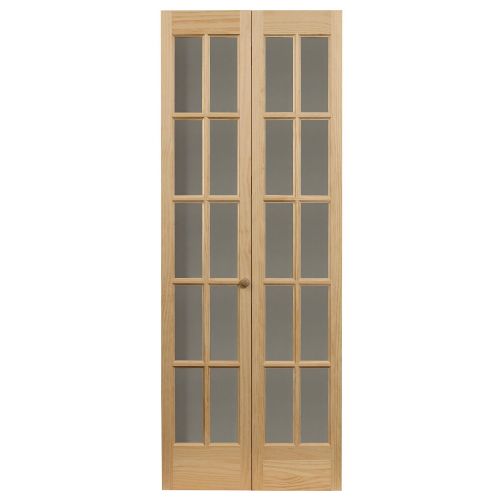 Porte pliante en pin non fini à carreaux de verre traditionnels AWC de 76 cm (30 pouces)