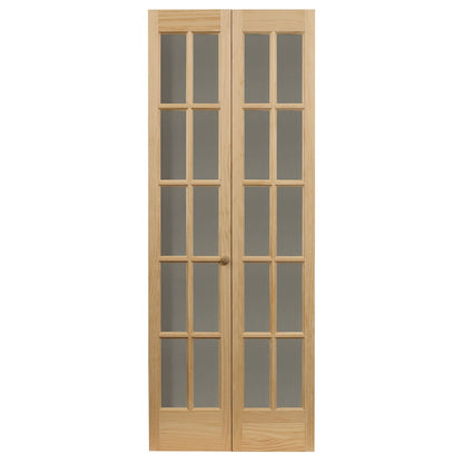 Porte pliante en pin non fini à carreaux de verre traditionnels AWC de 76 cm (30 pouces)