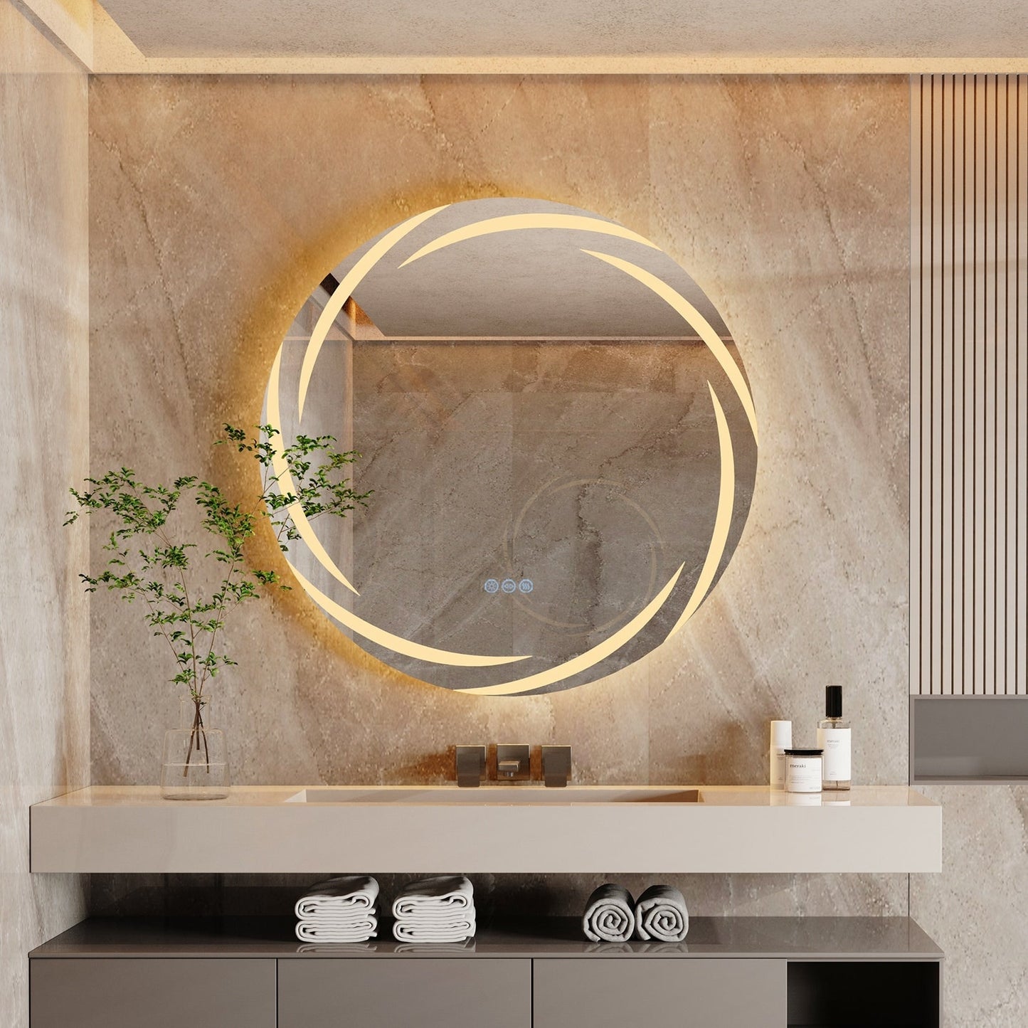 Grand miroir de salle de bain à éclairage LED unique, rétroéclairé, sans scintillement