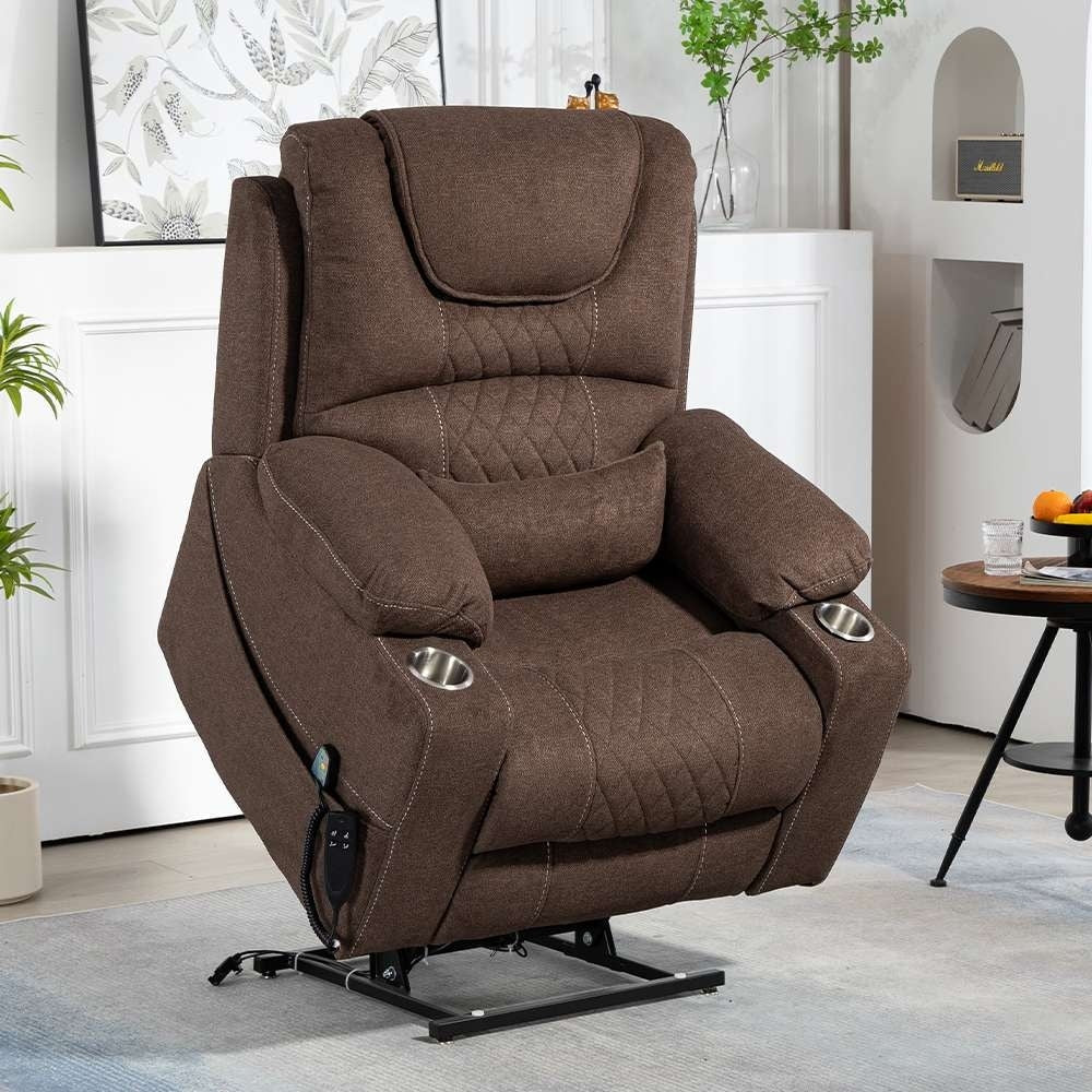 Chaise inclinable à levage électrique améliorée, modèle phare, à double moteur, à commande indépendante, surdimensionnée, inclinable à 180° et à dossier plat.