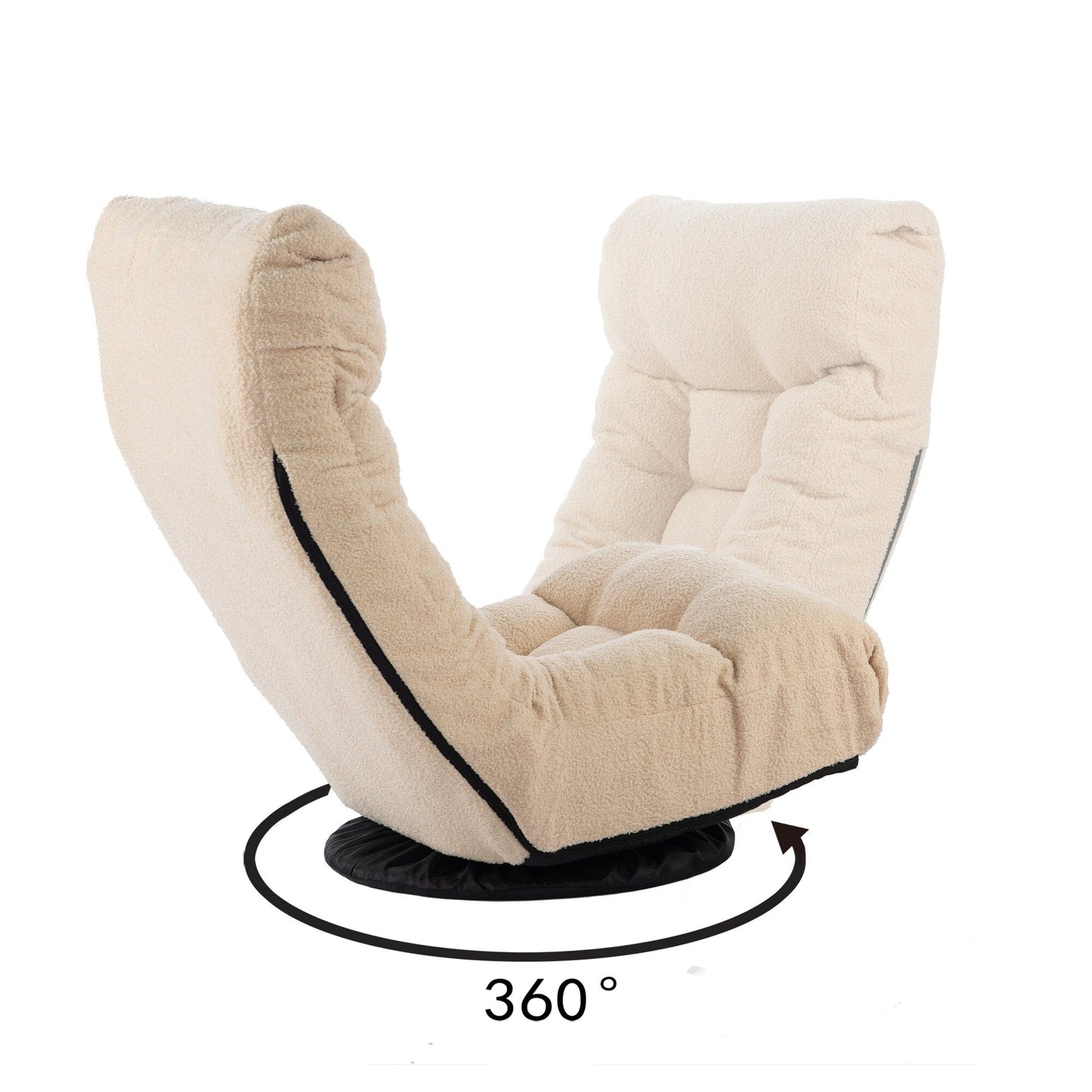 Ensemble de fauteuil inclinable sans accoudoirs, recouvert de tissu, avec repose-pieds et repose-tête réglable.