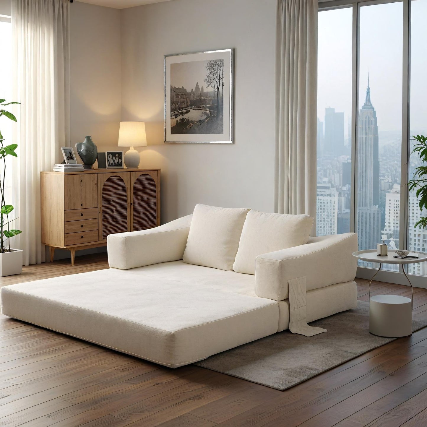 Canapé-lit convertible rembourré de 70,87 pouces, chaise convertible, canapé de sol confortable pour salon, chambre à coucher, tissu chenille.