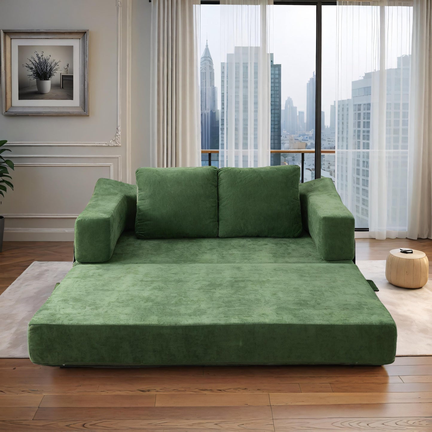 Canapé-lit convertible rembourré de 70,87 pouces, chaise convertible, canapé de sol confortable pour salon, chambre à coucher, tissu chenille.