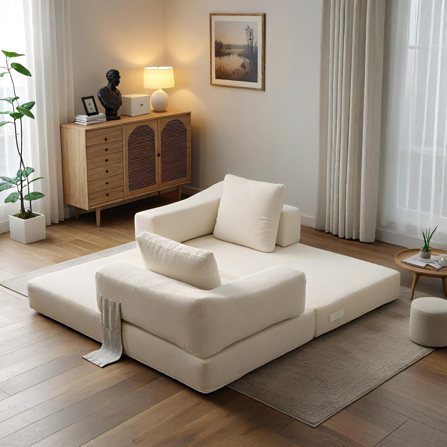 Canapé-lit convertible rembourré de 70,87 pouces, chaise convertible, canapé de sol confortable pour salon, chambre à coucher, tissu chenille.