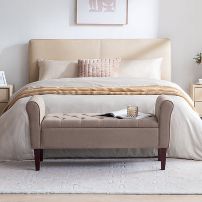 Banc de rangement capitonné, banc avec accoudoirs, banc d'entrée avec couvercle rabattable, 50,4 pouces.